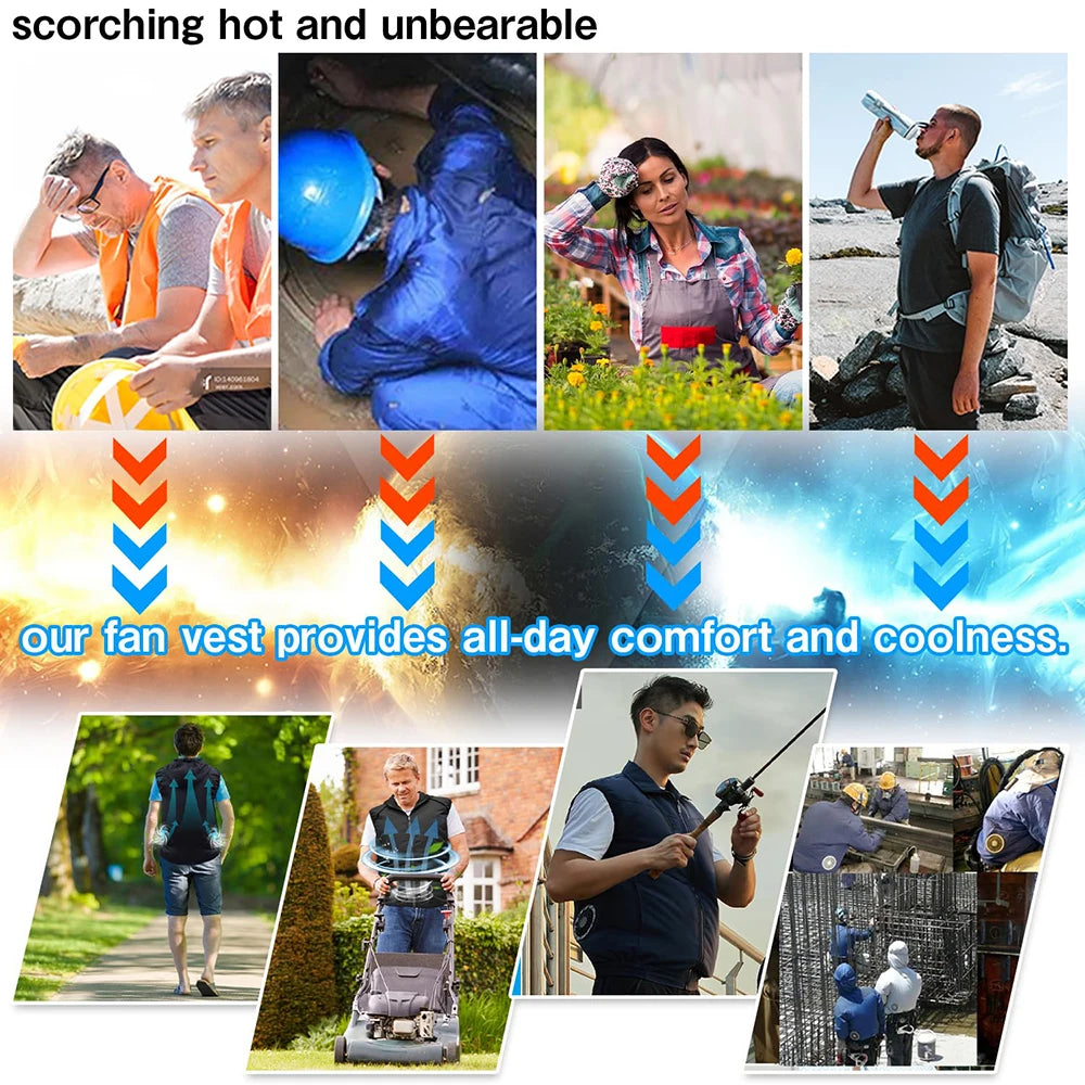 Kühlweste mit Lüfter — 13 Stunden Kühlung | Sommer Arbeitsweste