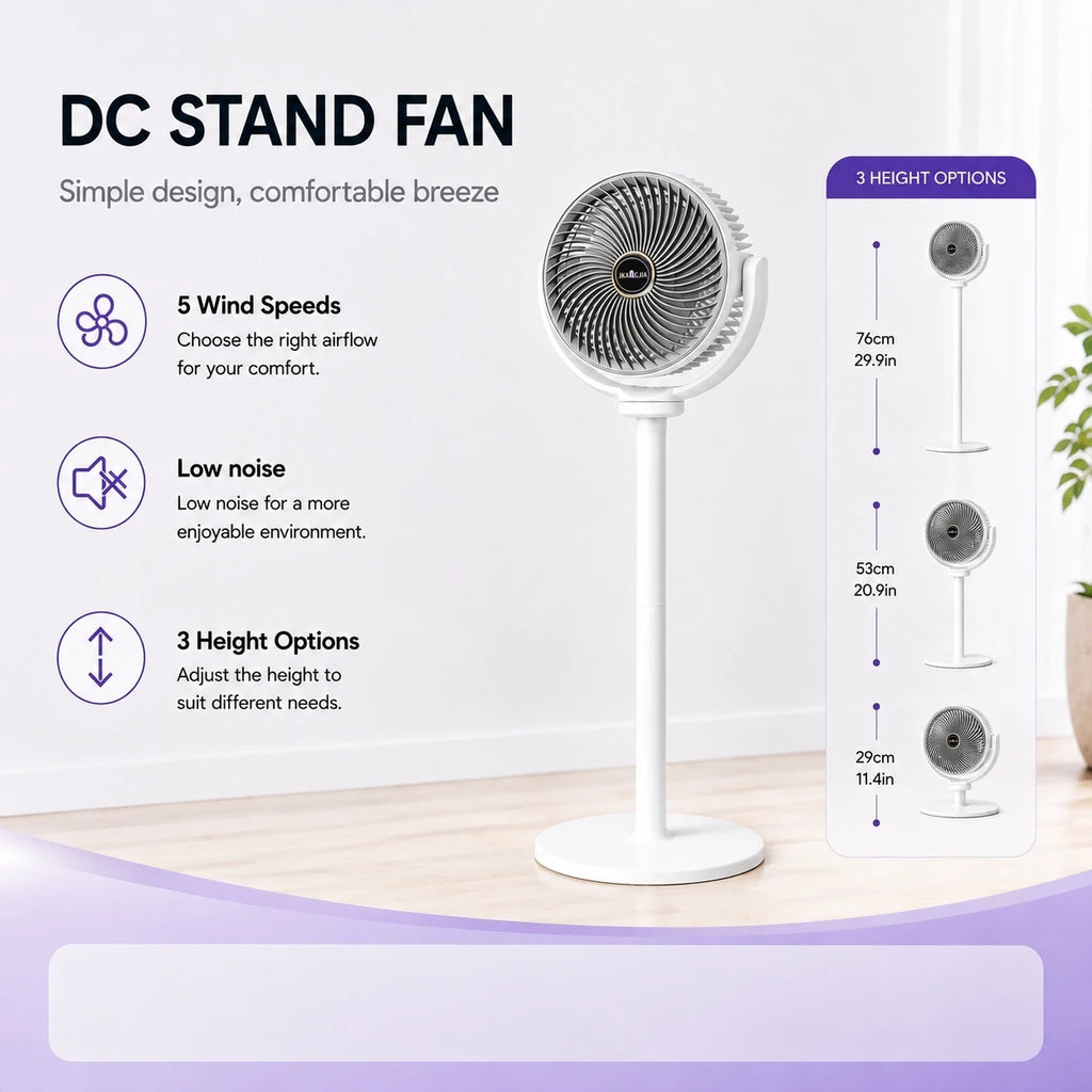 2-in-1 Air Circulator Fan – Floor & Desk | 5 Speeds | USB Powered
