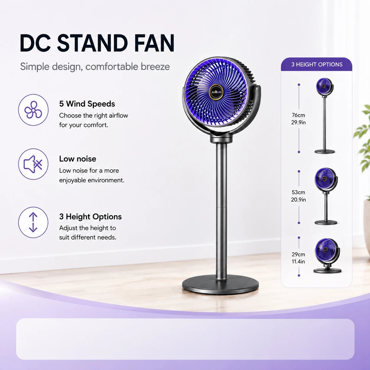 2-in-1 Air Circulator Fan – Floor & Desk | 5 Speeds | USB Powered