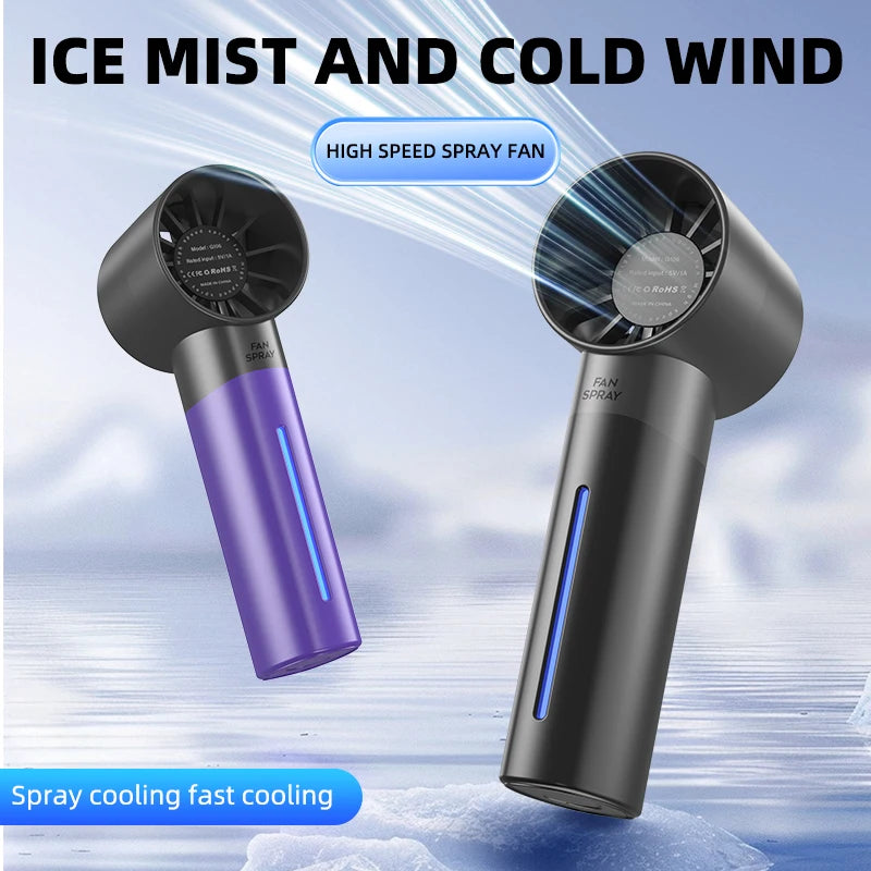 Portable Mist Fan – Handheld Cooling Fan with Water Spray