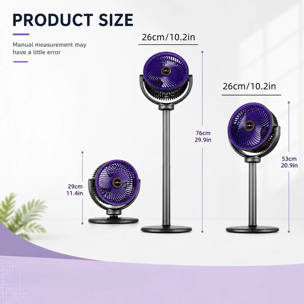 2-in-1 Air Circulator Fan – Floor & Desk | 5 Speeds | USB Powered