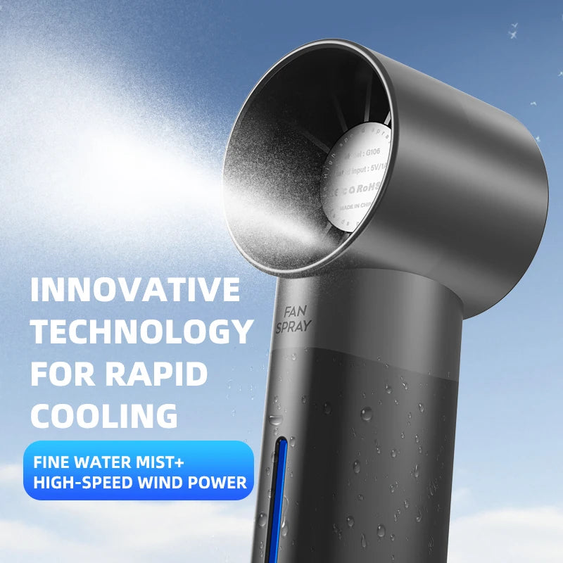 Portable Mist Fan – Handheld Cooling Fan with Water Spray