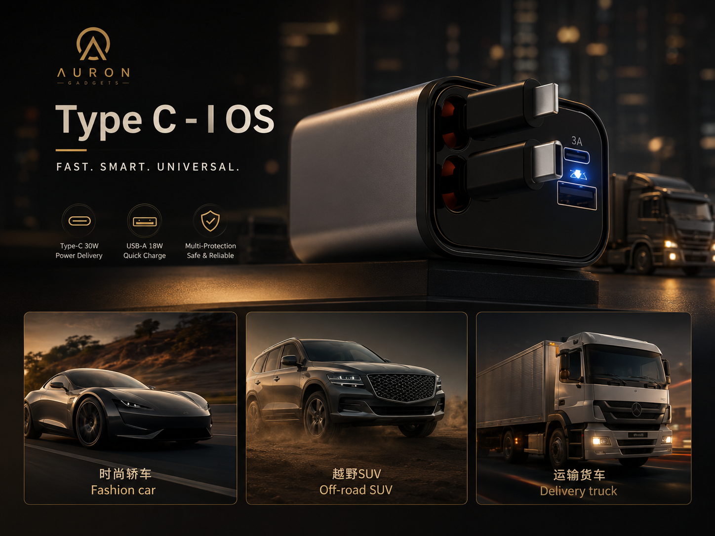 USB-C Retractable Car Charger
